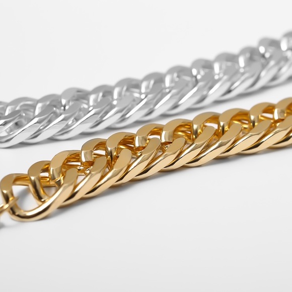 Gold Chain Link Exaggerated Cuban Choker Matching Bracelet Set - Picture 15 of 15